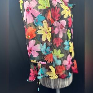 floral bright y2k Miss Dorby sheer cardigan